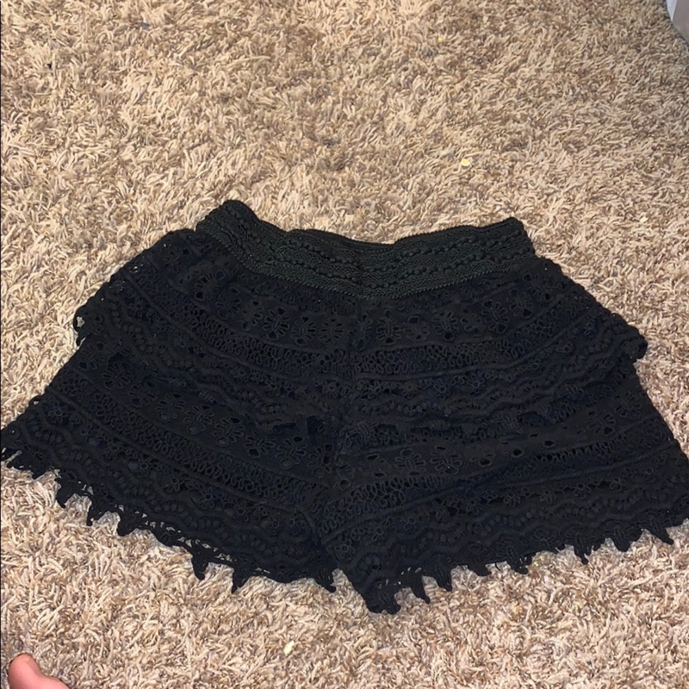 Black lace pattern shorts